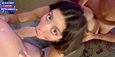 Cuckold Humiliation At Home Party - Wife Fucks In Front Of Him With Two Fuckers