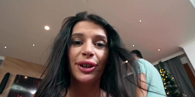 Her dream gift was to put her tight pussy on a huge stick