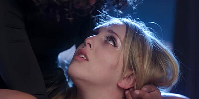 Two lesbian girls have interracial sex with a big toy