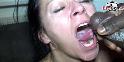 Wet mate's cum in mouth dirt