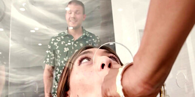 Gloryhole glass box and threesome fucking with taboo