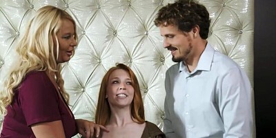 Redheaded hottie is invited to join their crazy 3some