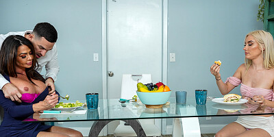 Nina Dolci and Jasmin Luv get fucked all over the house