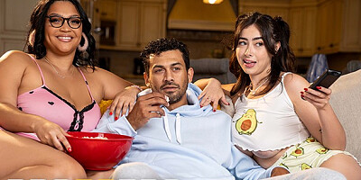 Horny Girls Ashlyn Peaks & Chloe Surreal Compete For Their Share Of Alex's Huge Cock