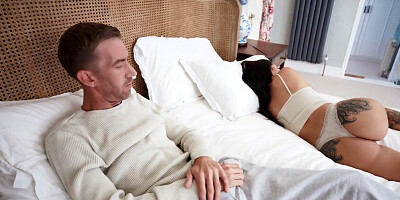 Hot tattooed brunette gets a huge cock in her tight pussy