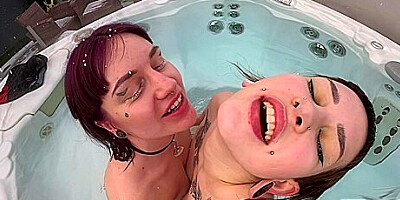 Snowy Day Underwater Jacuzzi Lesbians Dildo Playing Ellah With Sam