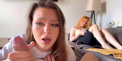 Pov: Stepsisters Friend Lost Her Mouth in Cards. Cum in Her Mouth