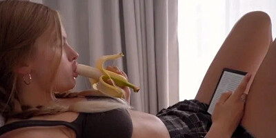 College Girl was Distracted from Reading and Fucked in Tight Pussy