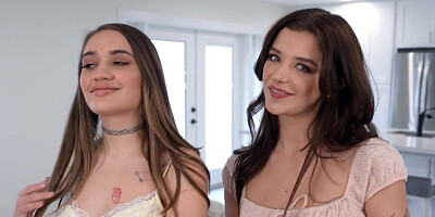 Two girls put on a show before letting him fuck them