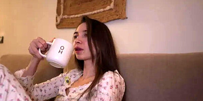 Hot Brunette gets Orgasm from Her Favorite Porn