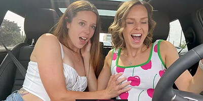 Nadia Foxx & Serenity Cox Using Lush Remote Controlled Vibrators in Public Dr...