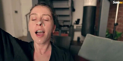 Slutty Babe Begs for Cum & Spitty Ahegao