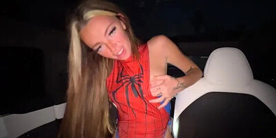 Hot Perfect Ass Amateur Fucking in Back Seat - Spiderman