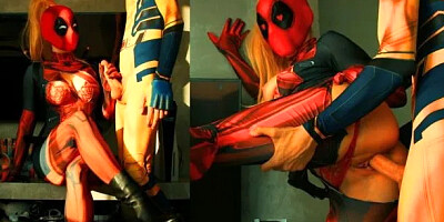 Deadpool Vs Wolverine. Crazy Sexual Fight - Facesitting, Creampie