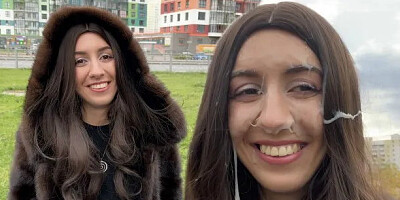 Girl in Fur Coat Thanks Guy for Helping with Broken Car and Lets Him Cum on Face