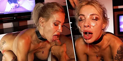 Blowing Deep Throat Experience - Big Fake Tits Blondes Oral - Ksew