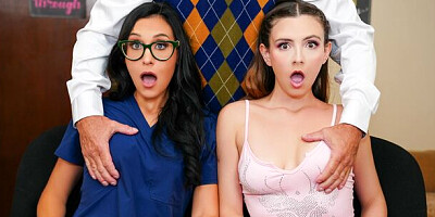 Enticing Audrey Royal and Lilly Hall's oral action