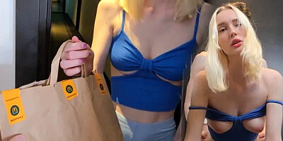 Delivery Girl Messed Up an Order, so She was Fucked by a Client