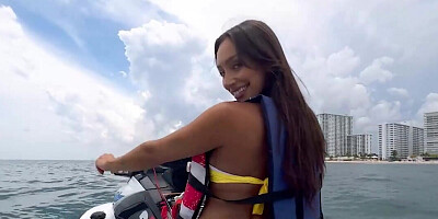 Her jetski instructor gets to fuck her pussy all over too