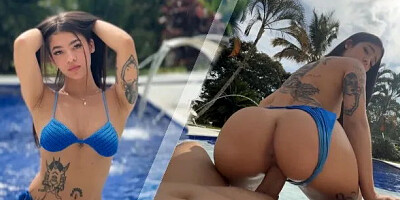 Sexy Colombian is Fucked in the Pool, She Loves Big Cock!