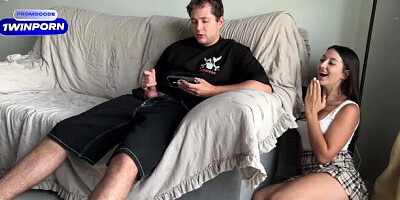 Stepsister Prank Failed... She Wanted Scare Stepbrother but He Start Jerking ...