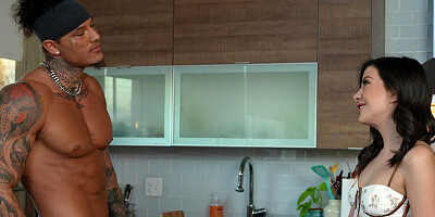 Petite sweet Natalie Brooks rides her friend's brother's cock