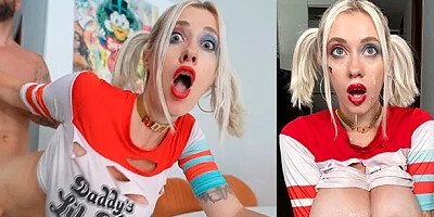 Big Tits Harley Quinn Deepthroat, Fucks Roughly until a Big Cum on Her Face -...