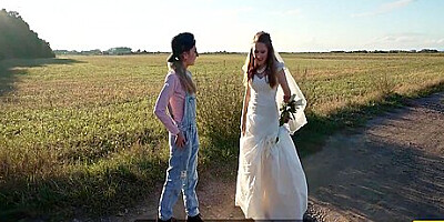 Horny Bride Ran Away From The Wedding And Showed Her Natural Tits To Strangers In The Field 18 Min