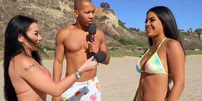 Threesome with two girls with incredible bikini bodies