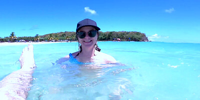 Hot blonde stranger girl fucked underwater creampie