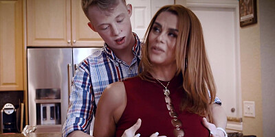 Juliett Russo blows and rides her teenage stepson on the couch