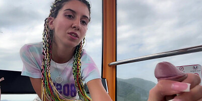 Risky Ferris Wheel Handjob - Stranger Swallows My Cum In Public With Katty West