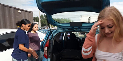 Blond-haired beauty seeking public sex in the backseat