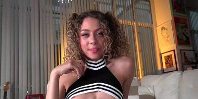 Cute teen Allie Addison masturbates before riding