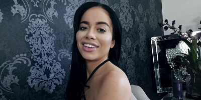 Raven-haired latina Victoria June sucks and rides long prick in POV