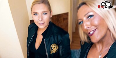 German mature milf with big tits pick up a teen for first time lesbian blind date pov