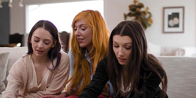 Threesome with big momma and two horny teen bitches