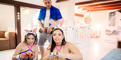 Hot bunnies Sofia Lee and Myss Alessandra share thick throbbing cock