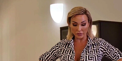 Blonde spit roasted by two in a taboo stepfam video