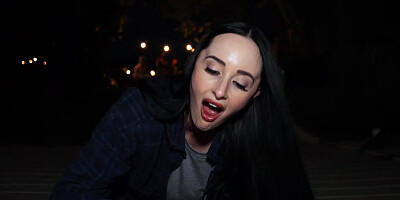 Violet Voss sucks long prick and gets fucked in a tent