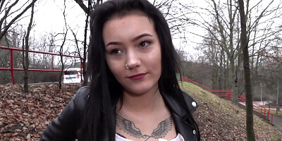 Dark-haired bimbo Lady Zee gives up her pussy for some cash