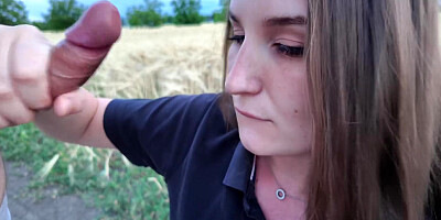 Blowjob In Field Cumshot In Mouth