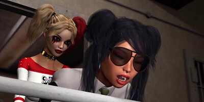 Crazy Harley Quinn at cartoon porn