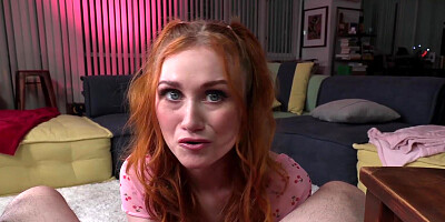 Teen cutie Scarlet Skies is trying to make the man cum