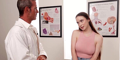 Slutty teen Hazel Moore gets a creampie from the doc