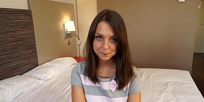 Skinny brunette in a deep anal casting session - Foxy Di