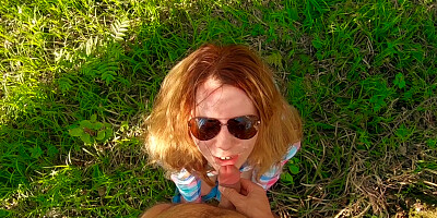 Verified Amateurs - Cum On Ginger Glasses And Hair - Outdoor Blowjob Of Young Redhead Girl