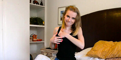 Russian babe Katarina Petrov plays with her body