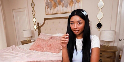 Hot brown teen gets her chocolate muff filled with cream