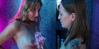 2 Horny Lesbians Have Fun In The Shower